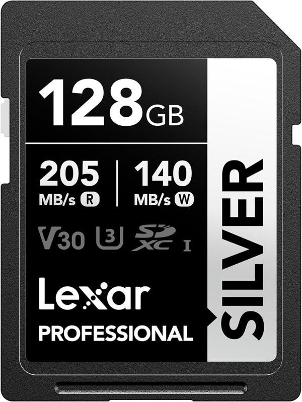 Lexar Profesyonel Silver Sd Kart 128 Gb, 205 Mb/S'Ye Kadar Okuma, 140 Mb/S Yazma, Sd3.0, V30, U3, C1 - Image 1