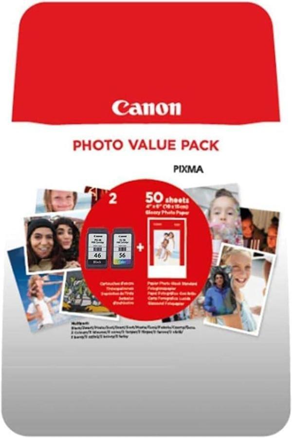 Canon Pg-46/Cl-56 Photo Value Pack 9059B003, 300 Sayfa Baskı, Kırmızı - Image 1