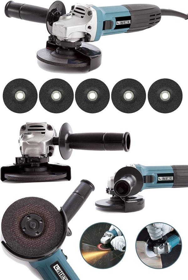 Steiner Alman 3000 Watt Professional 125 Mm Sjs Metal Şanzuman Avuç İçi Taşlama Makinesi + 5 Adet Ta - Image 1