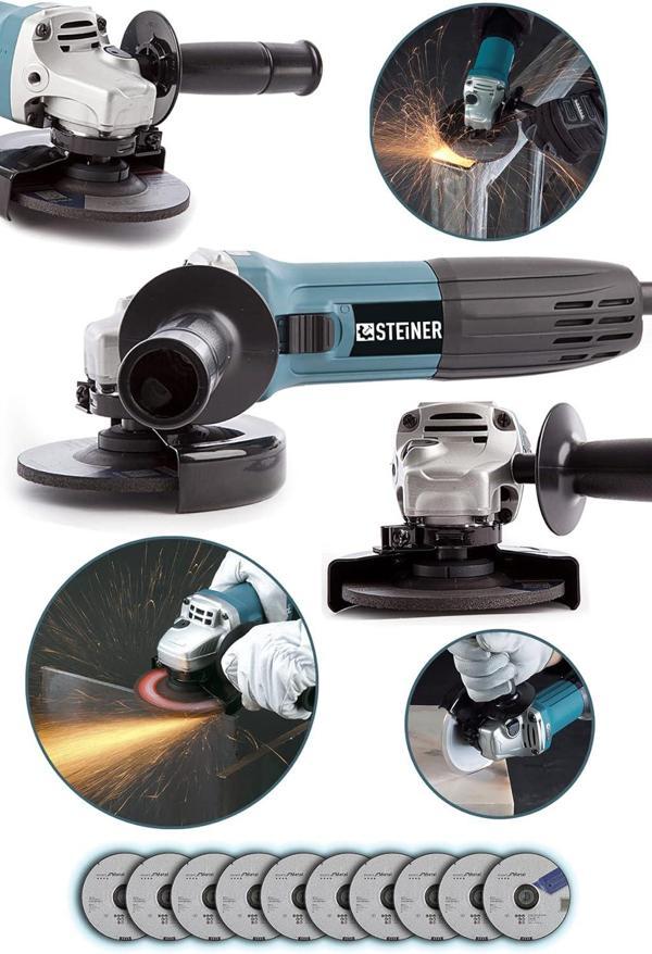 Steiner Alman 2400 Watt Profesyonel Avuç İçi Spiral Taşlama Makinesi 125 Mm + 10 Disk - Image 1