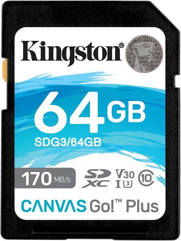 Kingston Canvas Go! Plus 64Gb Sdxc Hafıza Kartı Sdg3/64Gb 170Mbs - 70Mb/S Kadar Okuma - Yazma, Uhs-I - Image 1