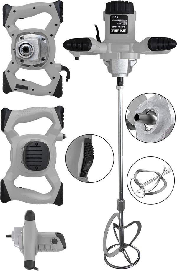 Steiner Alman 2800 Watt Bakır Sargı 6 Kademeli Alçı Boya Ve Harç Karıştırıcı Mikser Gri - Image 1