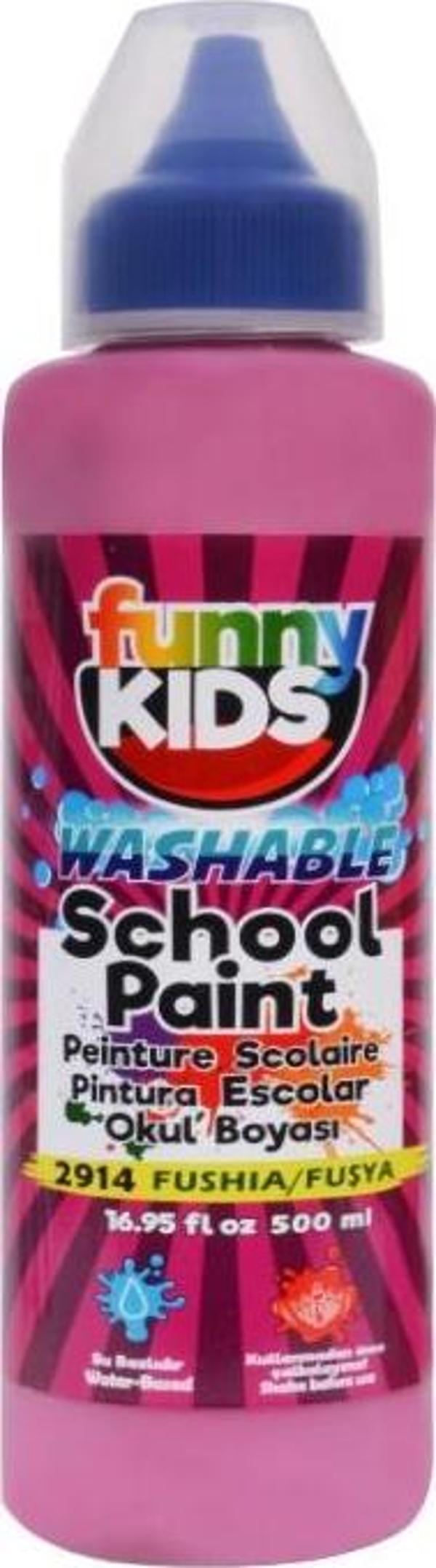 Funny Kids Okul Boyası – Hazır Sulu Boya Fuşya 500ml - Image 1