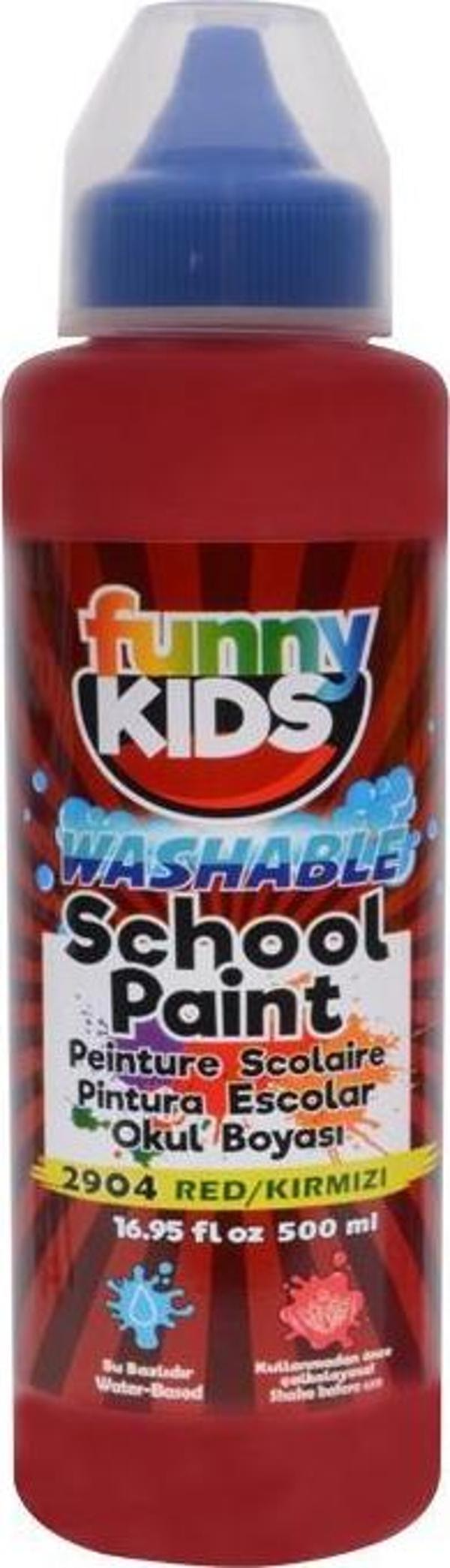 Funny Kids Okul Boyası – Hazır Sulu Boya Kırmızı 500ml - Image 1
