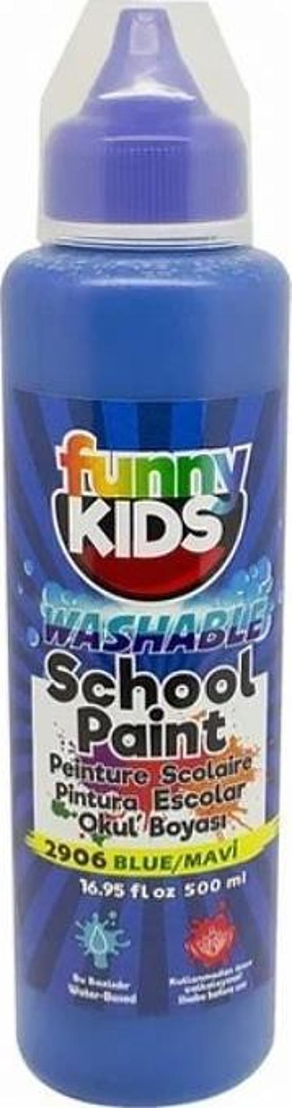 Funny Kids Okul Boyası - Hazır Sulu Boya Mavi 500ml - Image 1