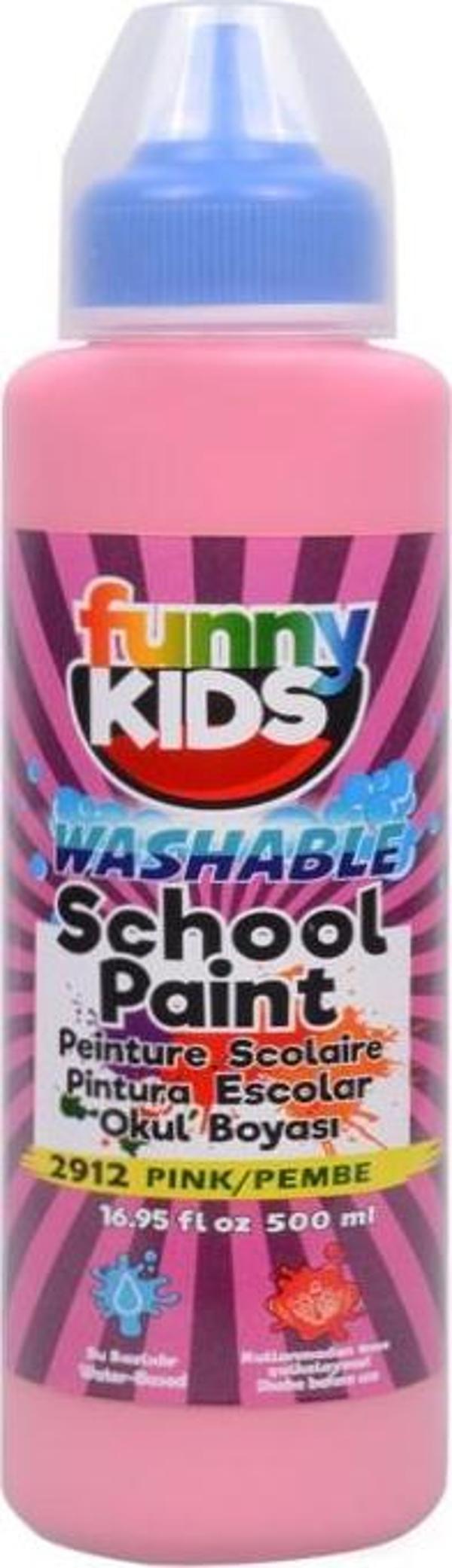 Funny Kids Okul Boyası – Hazır Sulu Boya Pembe 500ml - Image 1
