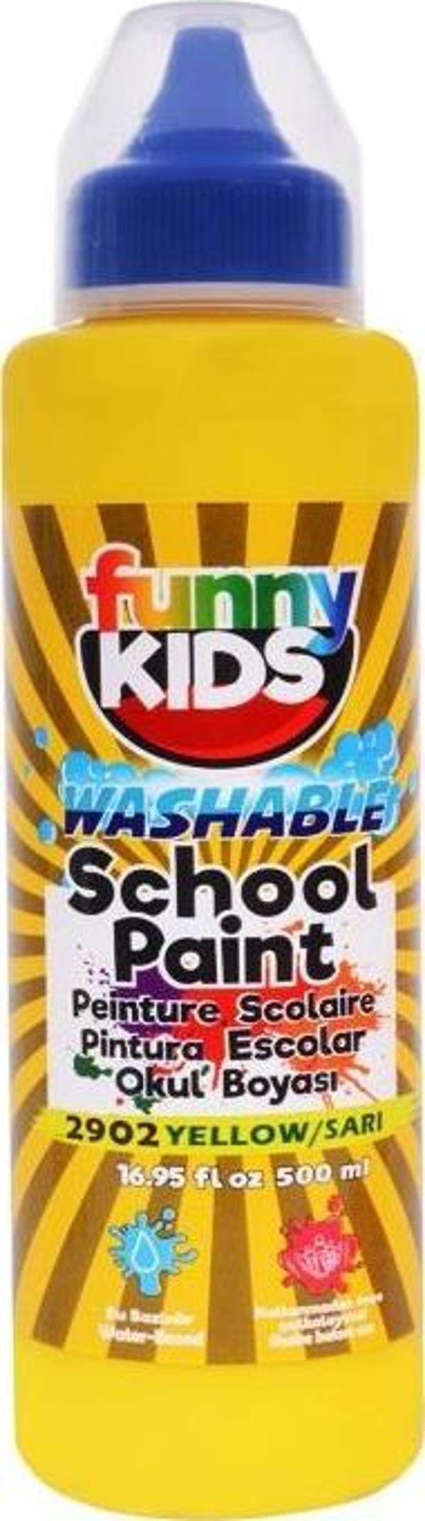 Funny Kids Okul Boyası – Hazır Sulu Boya Sarı 500ml - Image 1