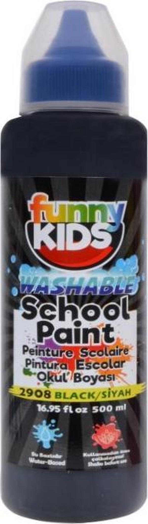 Funny Kids Okul Boyası – Hazır Sulu Boya Siyah 500ml - Image 1