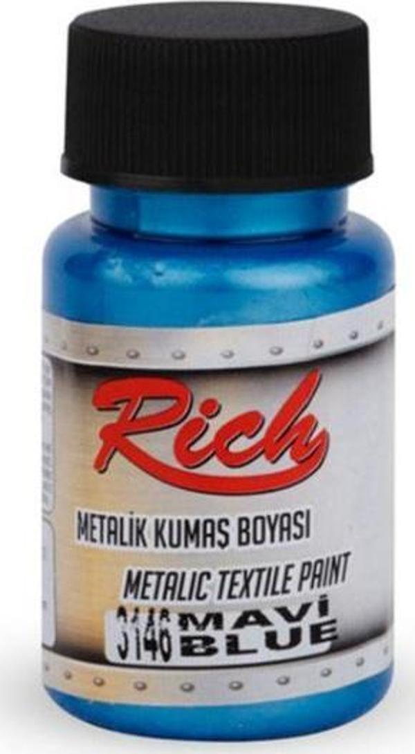 Rich Metalik Kumaş Boyası – Mavi 50cc - Image 1