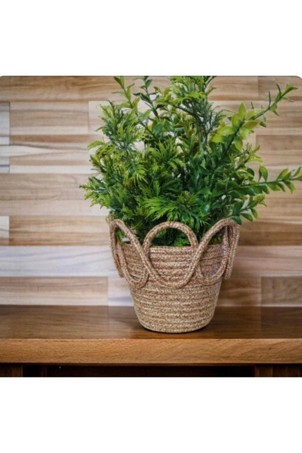 Bayram Taşçıoğlu Home Desing Mini Boy,Bambu Görünümlü Hasır Sepet Saksılık.Hediyelik Sepet,Takı, Toka Sepeti.Düzenleyici Sepet - Image 1
