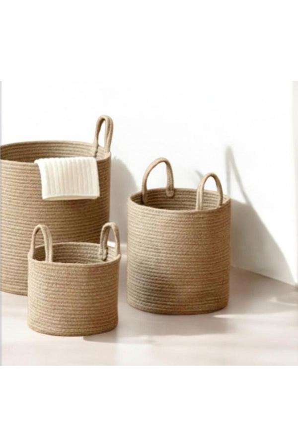 Bayram Taşçıoğlu Home Desing 3 Adet Çok Amaçlı Düzenleyici Sepet.Çamaşır Sepeti, Oyuncak Sepeti,Hasır Sepet,Havluluk - Image 1