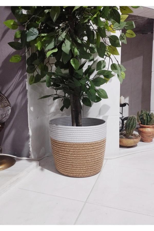 Bayram Taşçıoğlu Home Desing 25X20 Hasır Bambu Sepet Saksılık Düzenleyici Sepet - Image 1