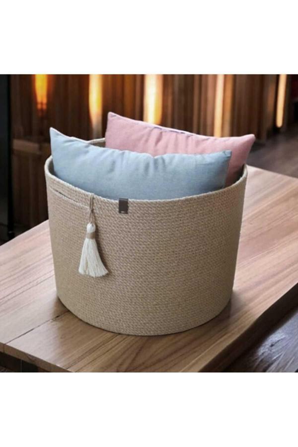 Bayram Taşçıoğlu Home Desing 40X25 Cm Düzenleyici Hasır Sepet Dekoratif Sepet Saksılık Çamaşır Sepeti Hediyelik Sepet - Image 1