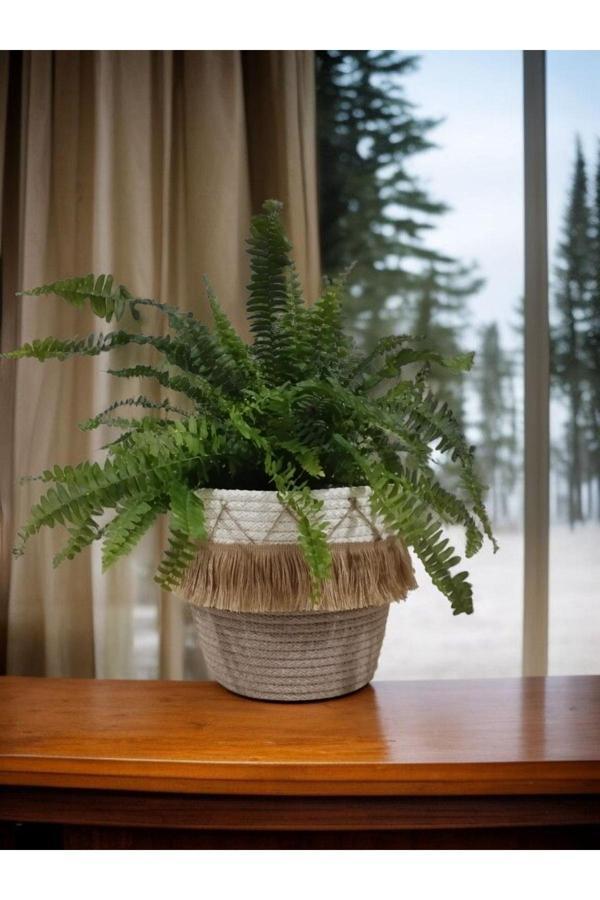 Bayram Taşçıoğlu Home Desing 20X18 Dekoratif Püsküllü Düzenleyici Sepet Saksılık - Image 1