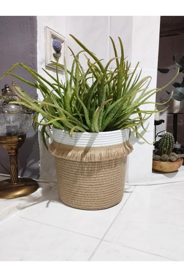 Bayram Taşçıoğlu Home Desing 25X25 Dekoratif Püsküllü Bohem Sepet Saksılık Hediyelik Sepet Organizer - Image 1