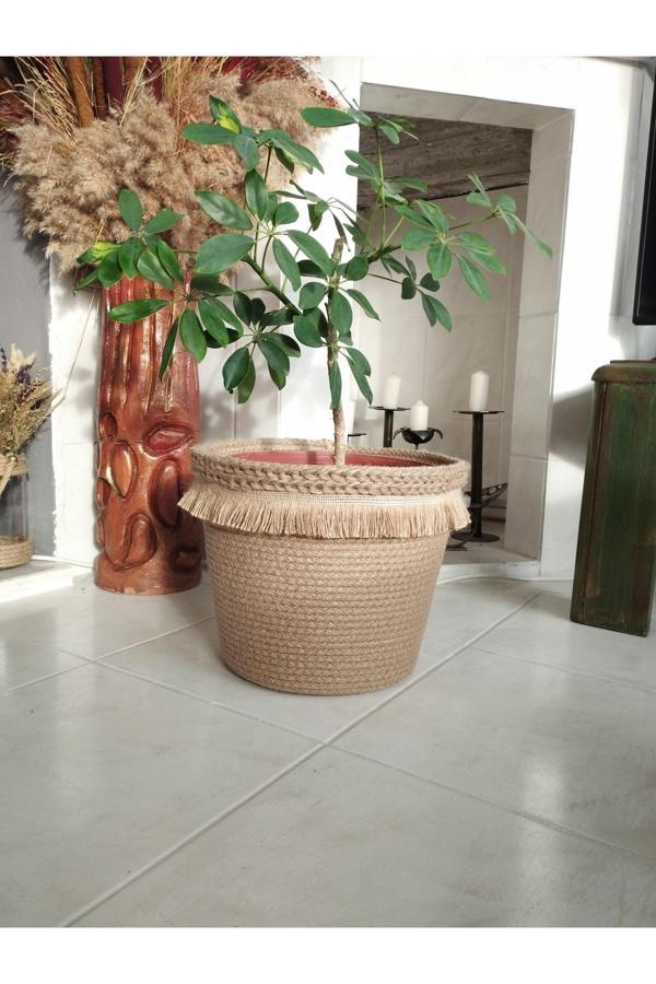 Bayram Taşçıoğlu Home Desing 30 25 Püsküllü, Hasır, Jüt Sepet, Saksılık, Düzenleyici - Image 1