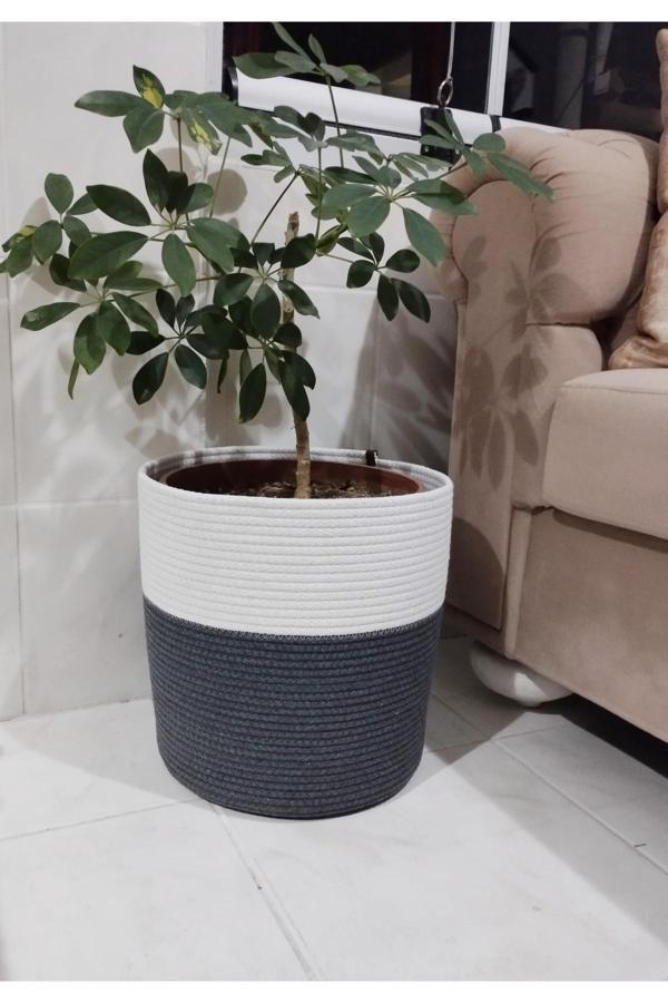 Bayram Taşçıoğlu Home Desing Antrasit,Ekru Düzenleyici Sepet Saksılık Hediyelik Sepet Organizer Banyo Sepeti Çamaşır Sepeti - Image 1