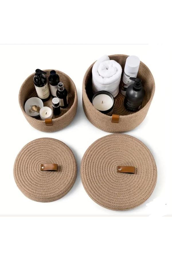 Bayram Taşçıoğlu Home Desing 2 Adet Kapaklı Sepet Organizer Banyo Sepeti Hediyelik Sepet Organizer Saklama Depolama Sepeti - Image 1