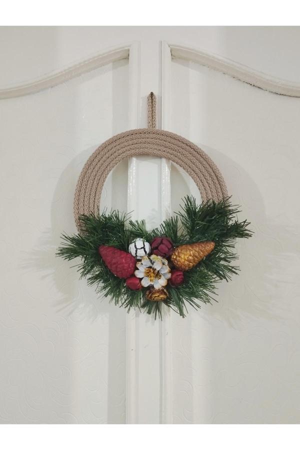 Bayram Taşçıoğlu Home Desing Kozalak Garland Hediyelik Yılbaşı Yeni Yıl Kapı Duvar Süsü - Image 1