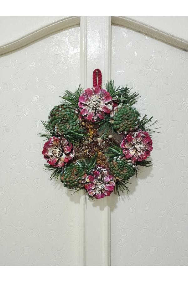 Bayram Taşçıoğlu Home Desing Kozalak Garland Yılbaşı Hediyelik Kapı Duvar Süsü - Image 1