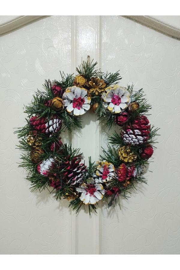 Bayram Taşçıoğlu Home Desing Kozalak Garland Yılbaşı Hediyelik Kapı Duvar Süsü - Image 1