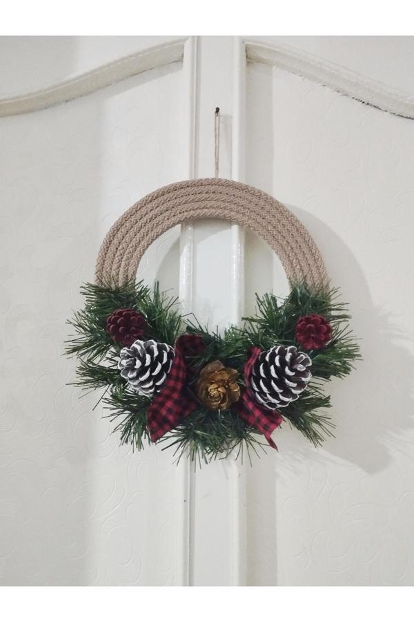 Bayram Taşçıoğlu Home Desing Kozalak Garland Yılbaşı Yeni Yıl Hediyelik Kapı Duvar Süsü - Image 1