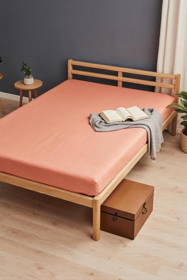 Vivesta Home Lastikli Çarşaf Tek Kişilik 100X200 Cm – Somon Renk | Kaymaz, Yumuşak, Pratik Kullanım - Image 1