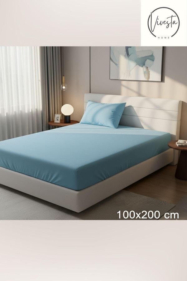Vivesta Home 100×200 Cm Mavi Lastikli Çarşaf Seti – Tek Kişilik, Yumuşak Kumaş, Kolay Ütülenir - Image 1
