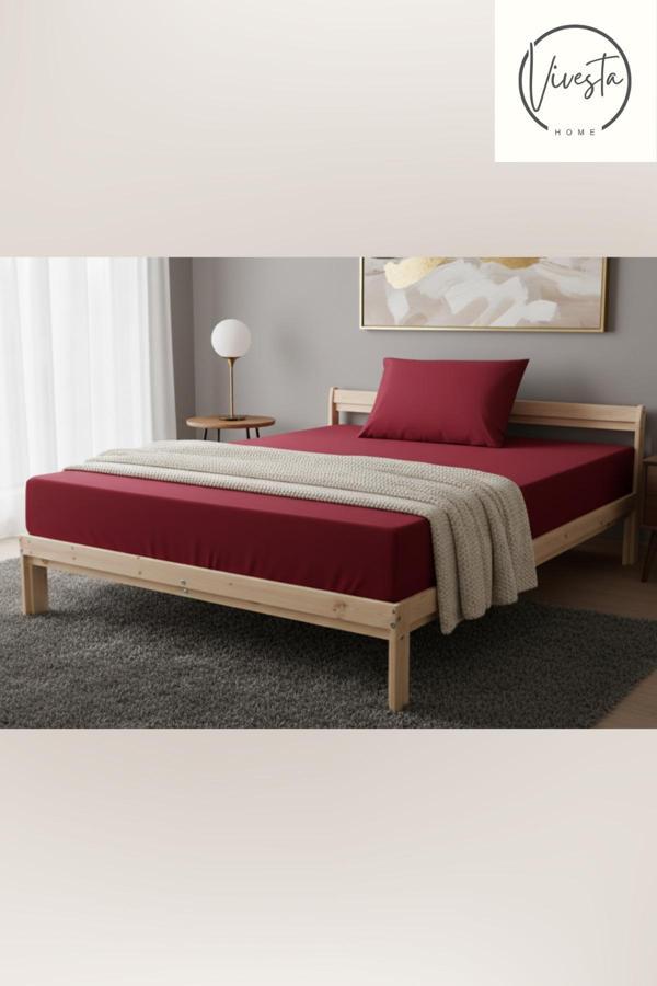 Vivesta Home Tek Kişilik 100X200 Lastikli Çarşaf Ve 1 Adet 50X70 Yastık Kılıfı – Kaymaz, Yumuşak Dokulu - Image 1