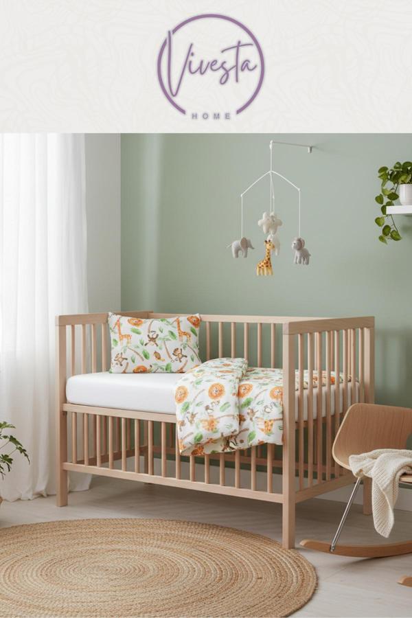 Vivesta Home Safari Desenli %100 Pamuklu Bebek Nevresim Takımı – Antialerjik, Nefes Alan, Yumuşak Kumaş - Image 1