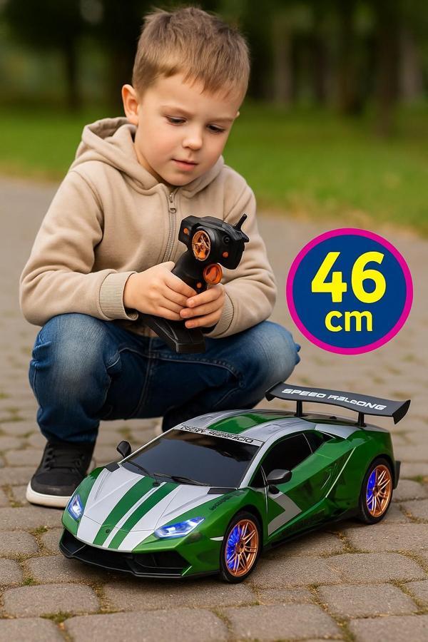 25 Km Hız 2.4 Ghz 1:10 Şarjlı Kumandalı Speed Racing Araba Hızlı Işıklı Ledli Tekerlekli 46x21x18 Cm - Image 1