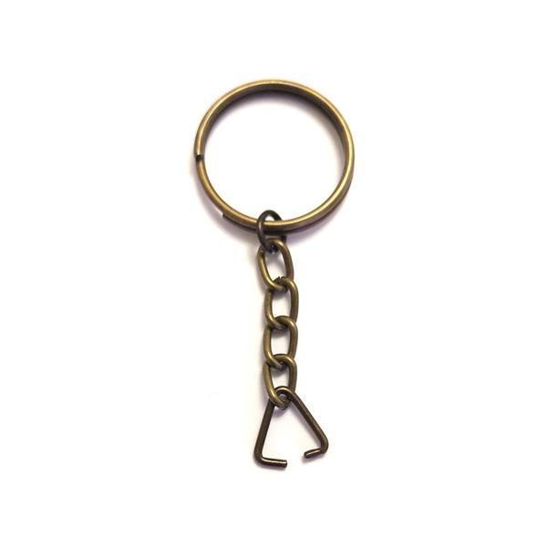 Anahtarlık Halkası, Halka + Zincir + Üçgen, 24mm, Antik, 1000 Adet - Image 1
