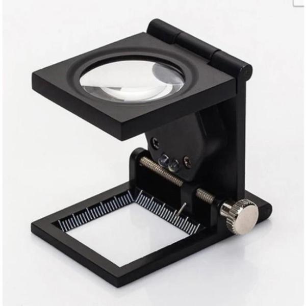 28x28 Mm Katlanır Sayaçlı Metal Lüp 2 LED Işıklı Büyüteç Tekstil TH-9005A - Image 1