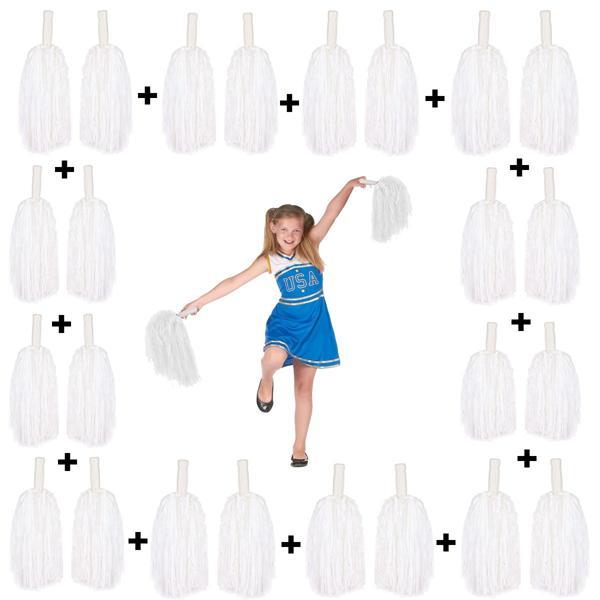 12 Çift ( 24 Adet ) Beyaz Renk 23 Nisan 19 Mayıs 29 Ekim Okul Gösteri Ponponları - Image 1