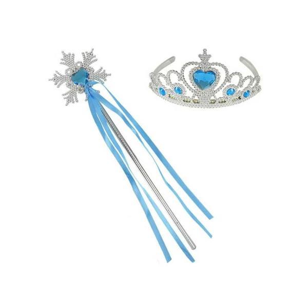 Karlar Ülkesi Elsa Mavi Kalp Tacı ve Kar Temalı Asa Seti - Image 1