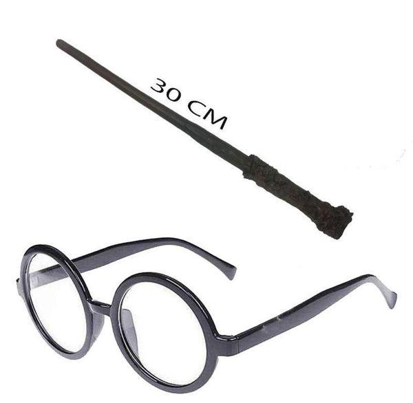 Harry Potter Asası 30 cm ve Siyah Çerçeveli Harry Potter Gözlüğü Seti - Image 1