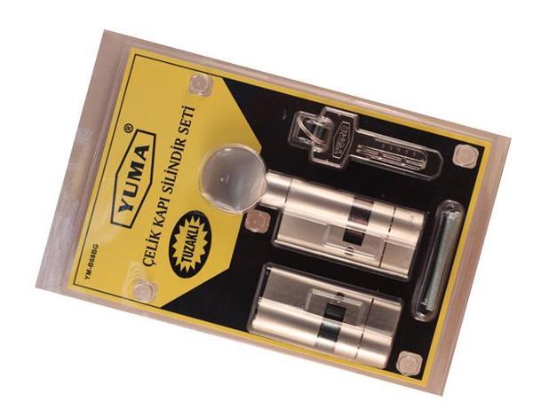 68mm Mandallı Çelik Kapı Tuzaklı Barel Seti - Saten - Image 1