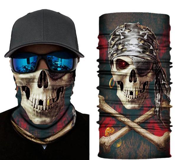 Siyah Renk Üzeri Likralı Korsan Kafatası Baskılı Baf Buff Bandana 30x48 cm - Image 1