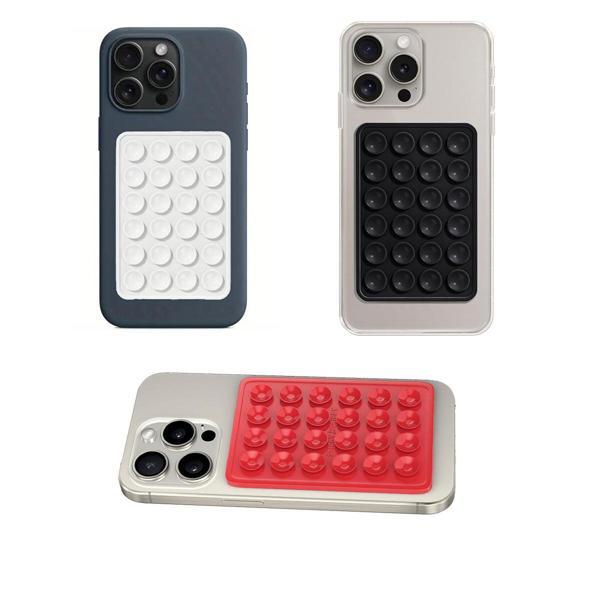 Telefon Arkası Silikon Vantuz Güçlü Tutucu Siyah - Beyaz - Kırmızı 3 Lü Set - Image 1