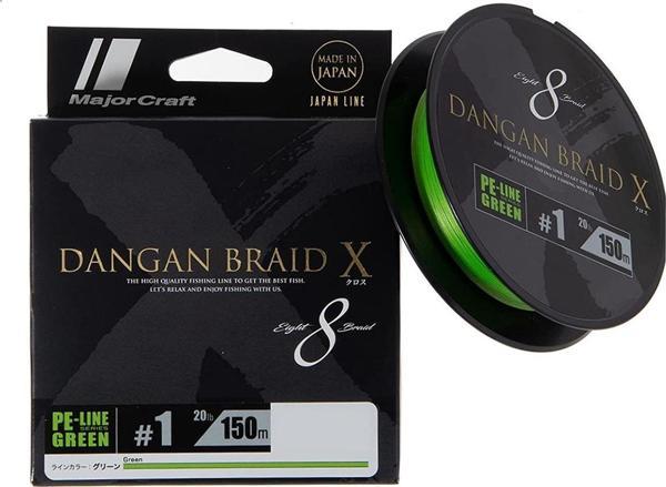 Major Craft Dangan Braid X 8X İp Misina PE 1.0 0.13mm 20lb/9.07kg 150mt Yeşil - Image 1
