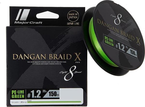 Major Craft Dangan Braid X 8X İp Misina PE 1.2 0.16mm 25lb/11.34kg 150mt Yeşil - Image 1