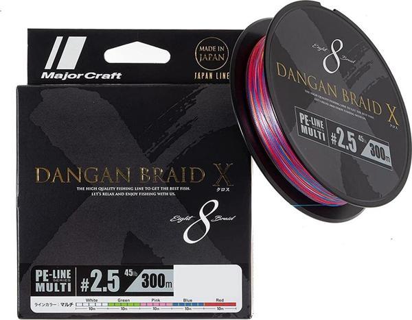 Major Craft Dangan Braid X 8X İp Misina PE 2.5 0.22mm 45lb/20.4kg 300mt Multi - Image 1