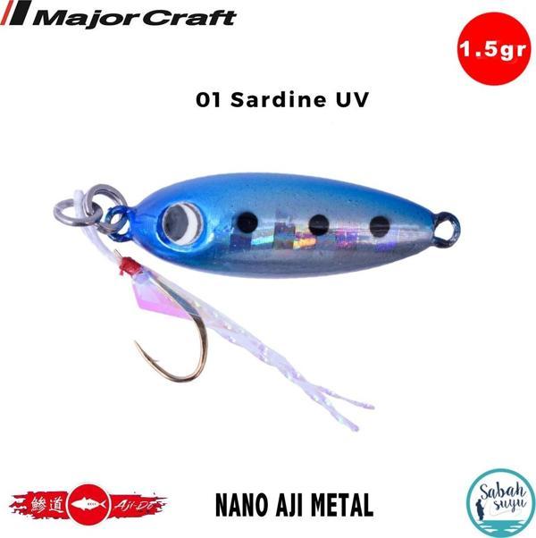 Major Craft Nano Aji Metal 1.5gr 16mm #01 Sardine UV - Image 1