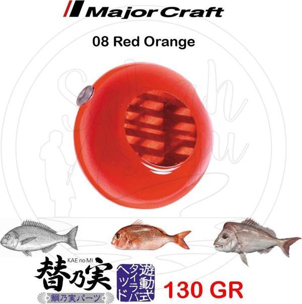 Major Craft TM-Head Slider Tai Rubber Jig 130gr #08 Red Orange - Image 1