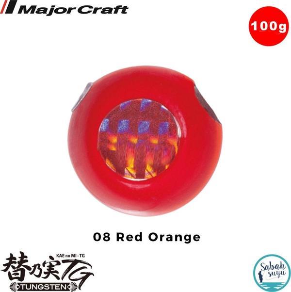 Major Craft TMTG-Head Tungsten Slider Tai Rubber Jig 100gr #08 Red Orange - Image 1
