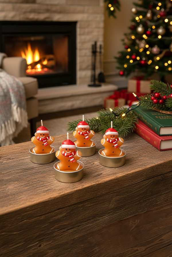 Christmas 4'lü Kurabiye Adam T-Light Mum - Image 1