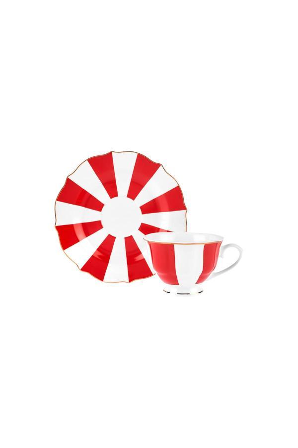 Karaca New Romantic Kalın Çizgili Çay Fincanı 220 ml Kırmızı  - Image 1