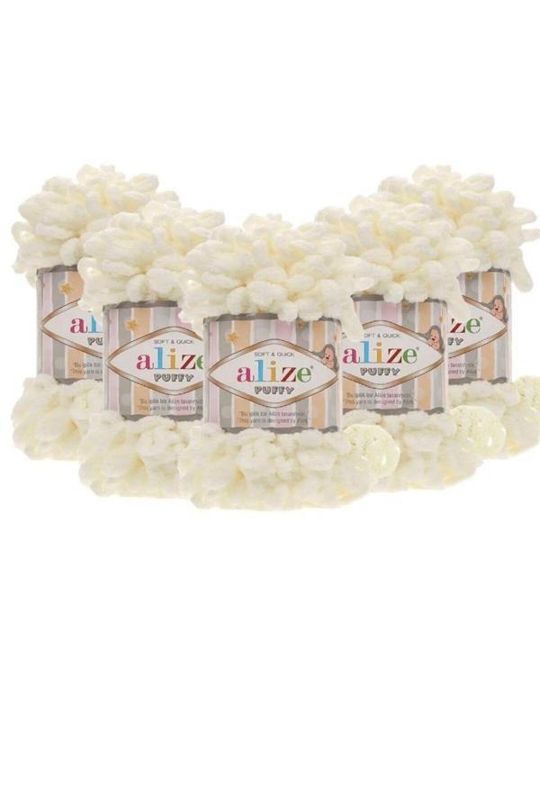 Kurtal Puffy El Örgü İpliği 5’Li Paket - 62 Krem - 100 Gr. 9Mt. - Image 1