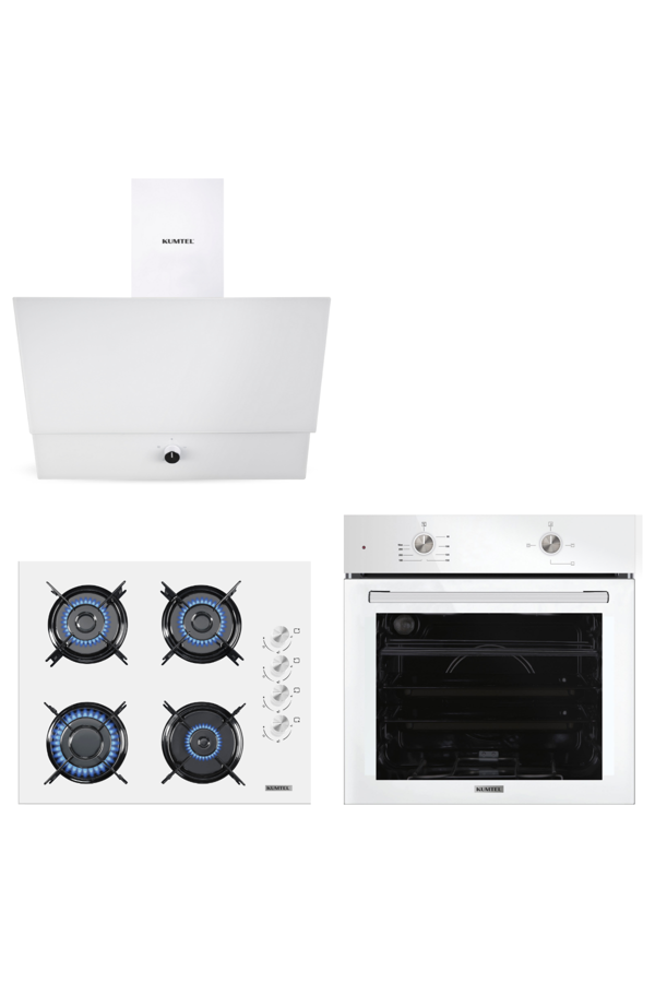 KUMTEL Home Beyaz Cam Ankastre Set - Image 1