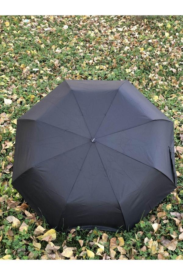 Kurtal Rüzgarda Kırılmayan Uzun Ömürlü Tam Otomatik Açılır Kapanır Düz Siyah Erkek Şemsiye - Image 1